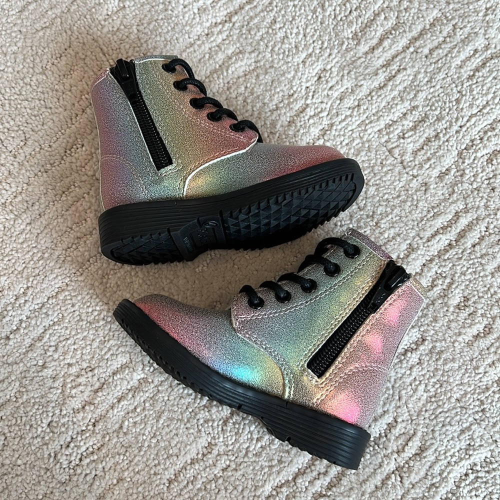 Toddler girls rainbow lace up moto boots - Picture 7 of 10